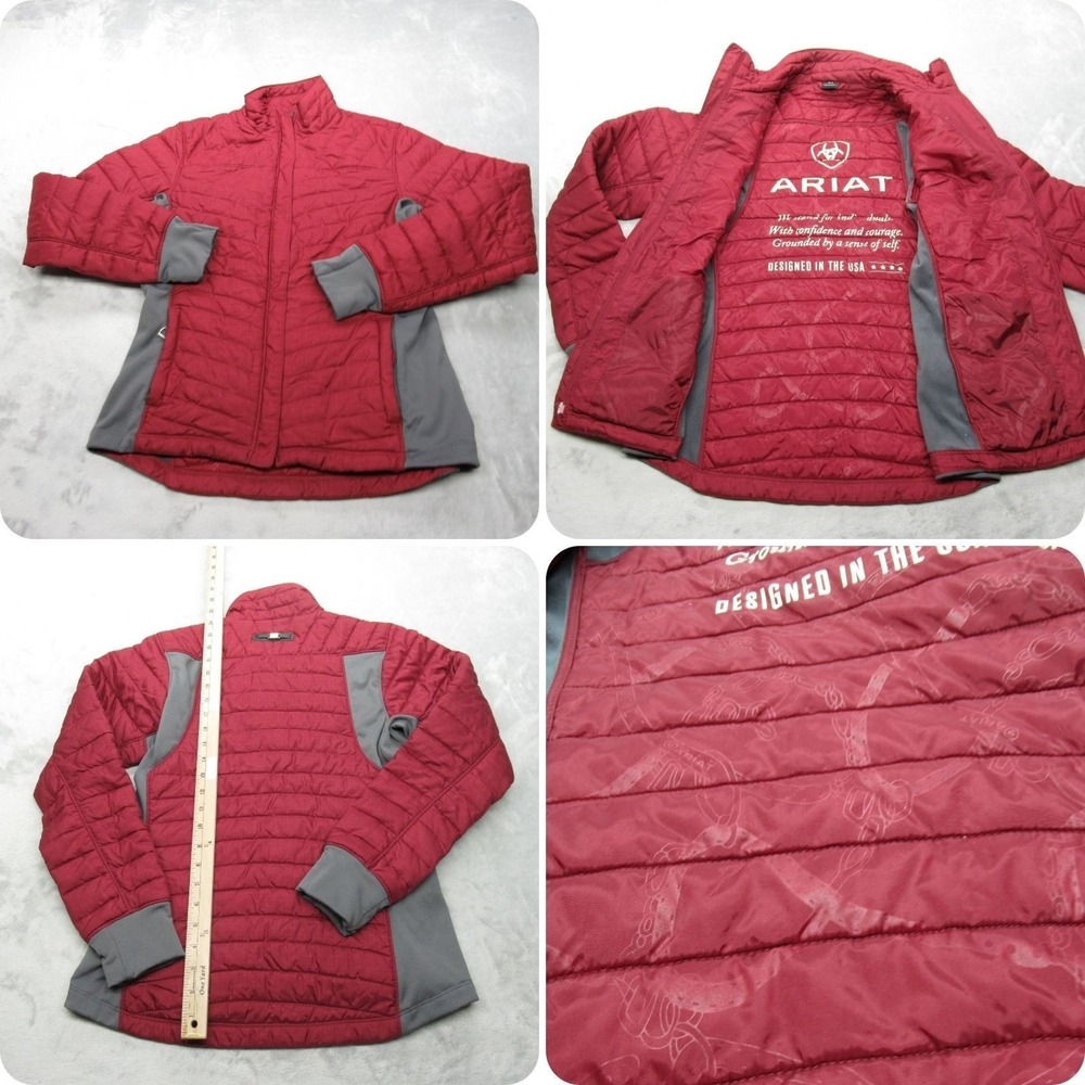 Ariat Jacket Womens Small Red Insulated Lightweight Holographic Voltaire Puffer